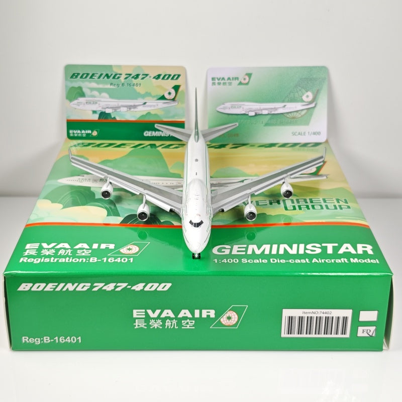 1:400 Geministar EVA Air B747-400 B-16401 Aircraft Model+Free Tractor