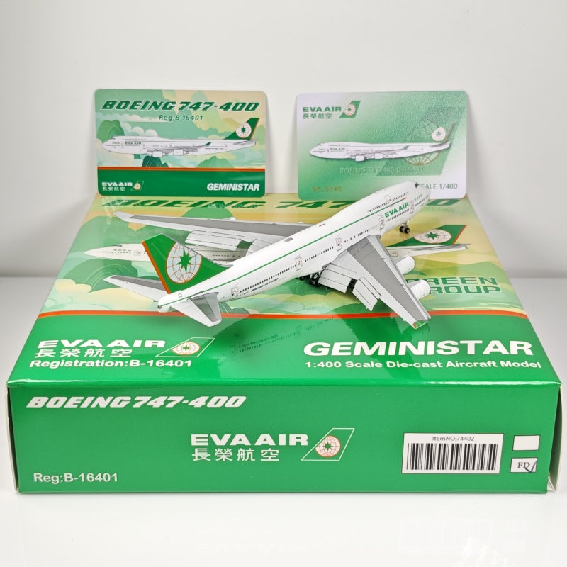 1:400 Geministar EVA Air B747-400 B-16401 Aircraft Model+Free Tractor