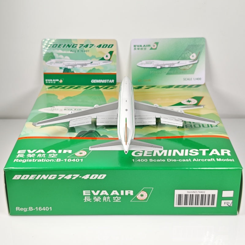 1:400 Geministar EVA Air B747-400 B-16401 Aircraft Model+Free Tractor