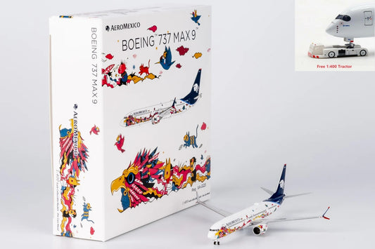 1:400 NG Models NG59014 AeroMexico B737 MAX9 XA-GQS Aircraft Model+Free Tractor