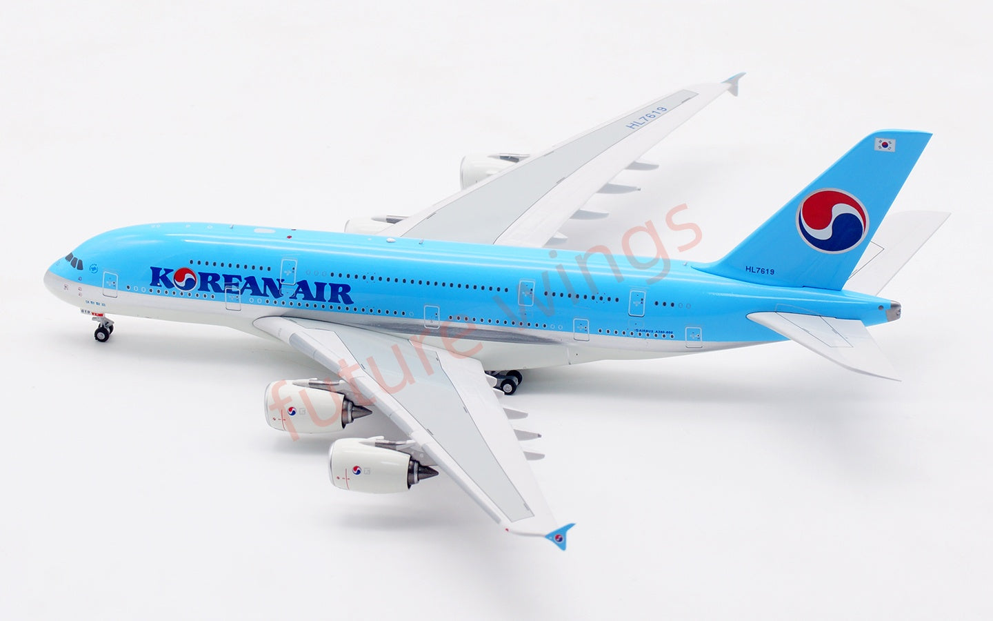 1:400 Aviation400 Korean Air A380 HL7619 Aircraft Model Free Tractor+Stand