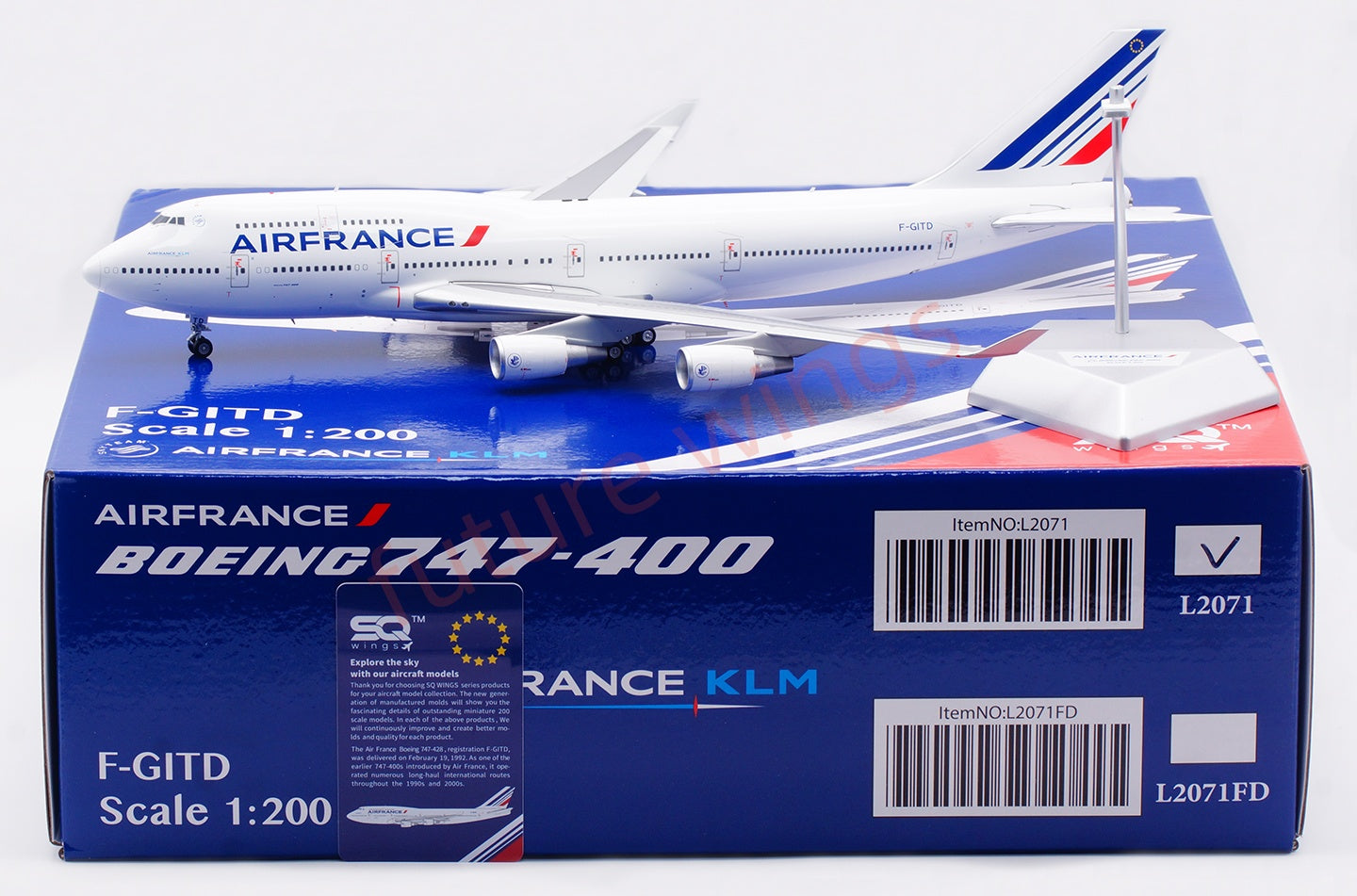 1:200 SQ Wings Air France B747-400 F-GITH F-GITD Diecast Aircraft Model