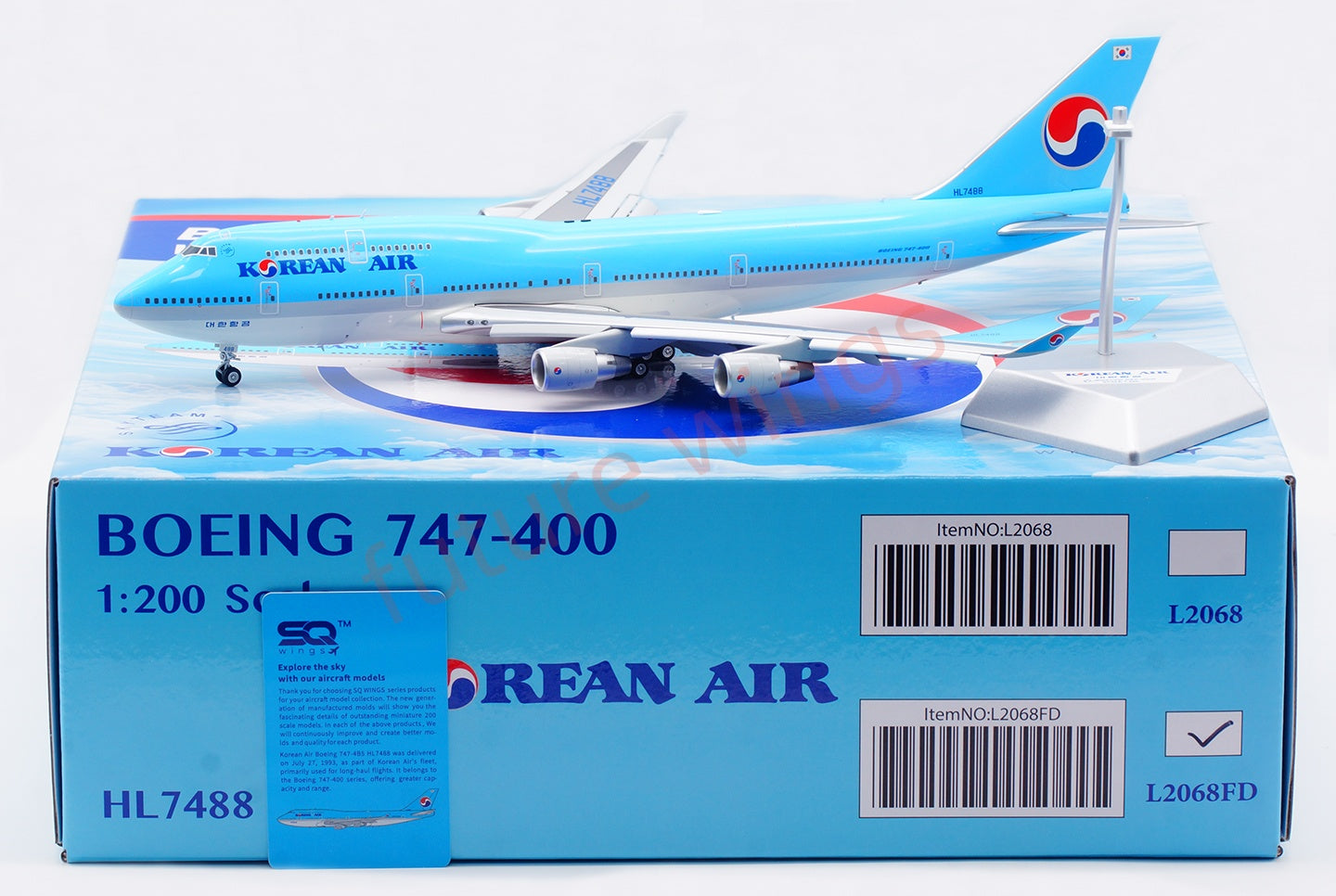 1:200 SQ Wings Korean Air B747-400 HL7488 Diecast Aircraft Model
