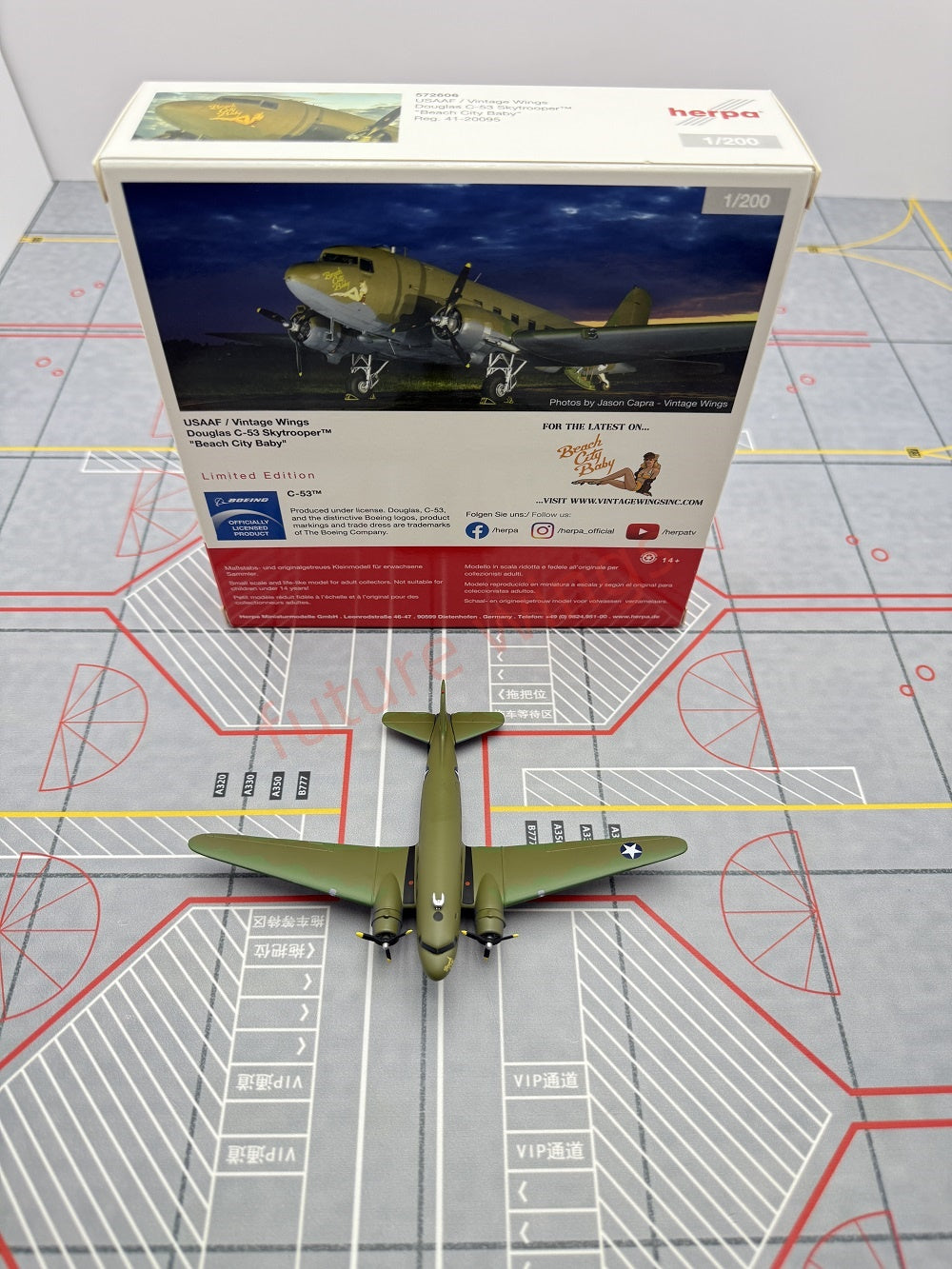 1:200 Herpa Wings 572706 USAF Douglas C-53  41-20095 Diecast Aircraft Model