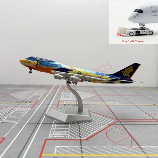 1:400 HX Models Singapore Airlines B747-400 9V-SPL/9V-SPK Aircraft Model With Stand+Free Tractor