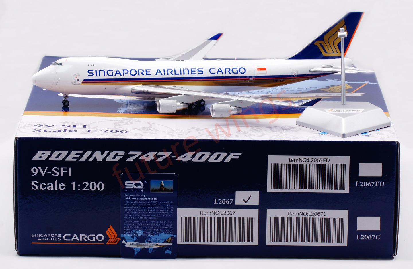 SQ Wings 1:200 シンガポール航空 B747-400F 9V-SFI 1:200 SQ Wings Singapore Airlines Cargo B747-400F 9V-SFI