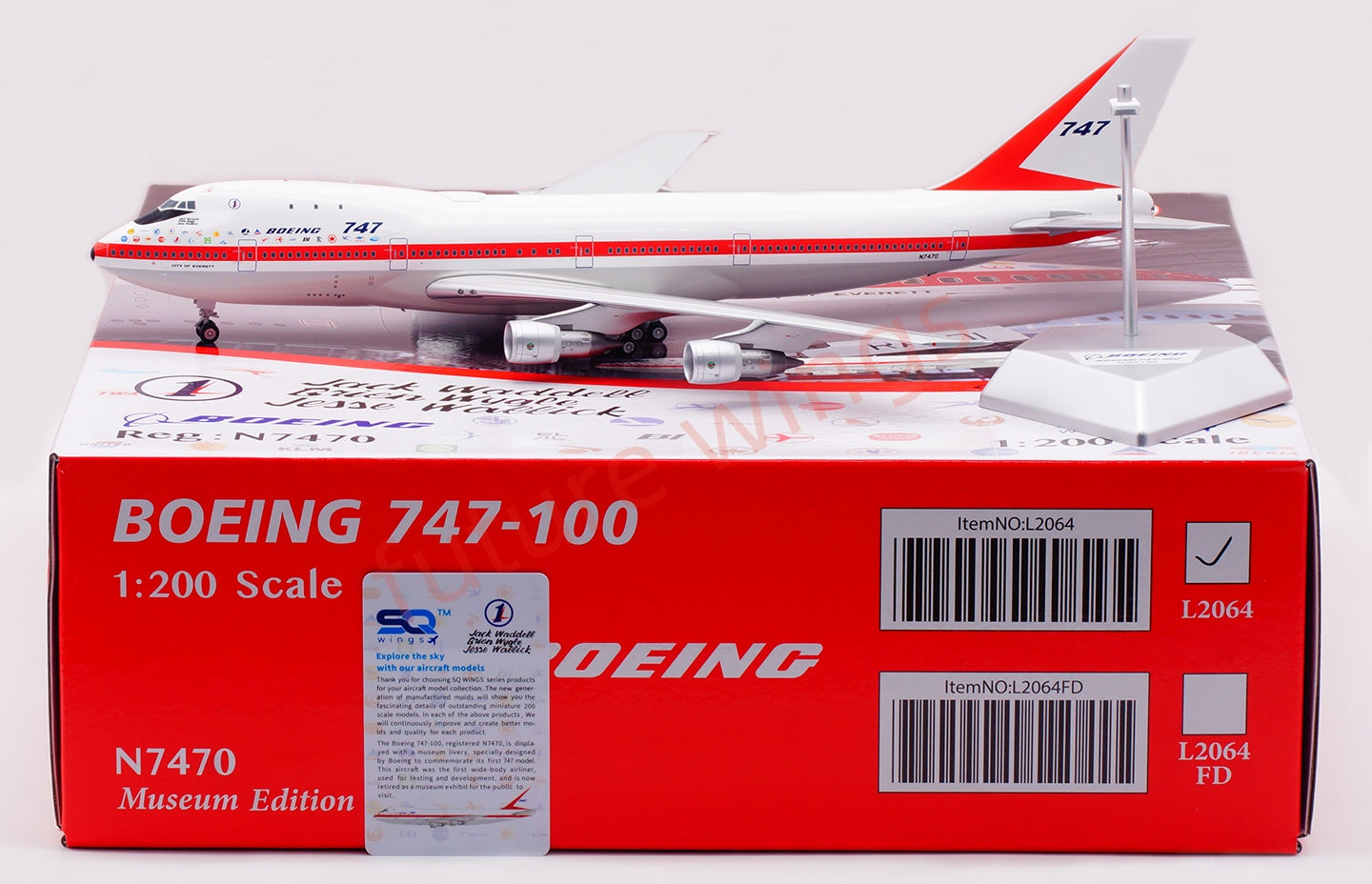 1:200 SQ Wings Boeing B747-100 N7470 " Museum Edition"Diecast Aircraft Model