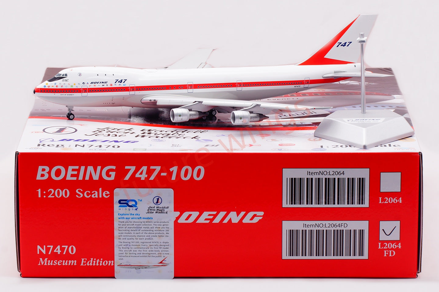 1:200 SQ Wings Boeing B747-100 N7470 " Museum Edition"Diecast Aircraft Model