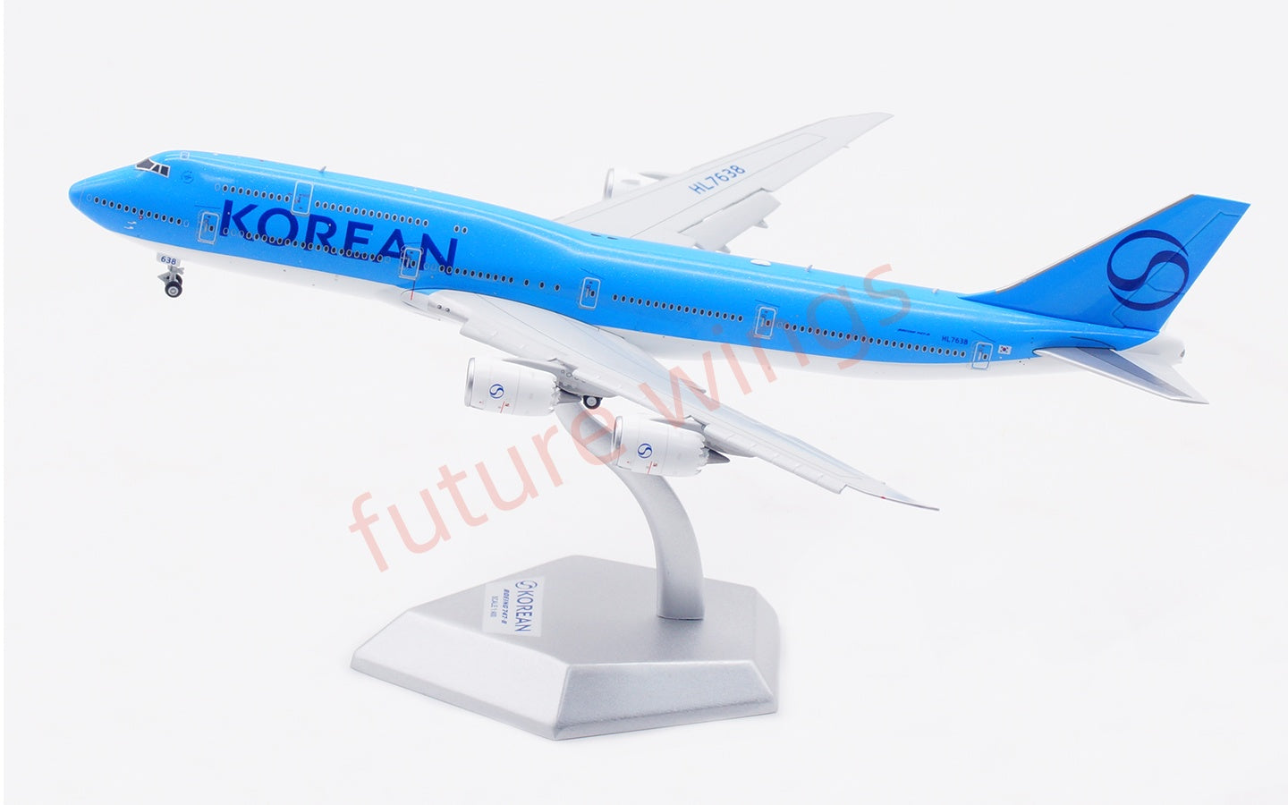 1:400 HX Models Korean Air B747-8 HL7638 Aircraft Model Free Tractor+Stand
