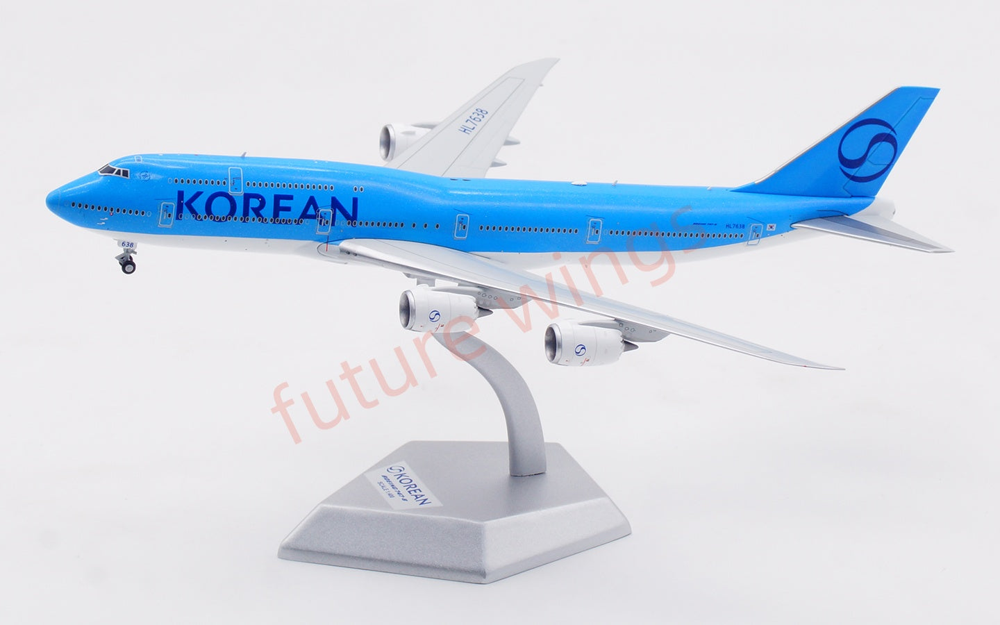 1:400 HX Models Korean Air B747-8 HL7638 Aircraft Model Free Tractor+Stand