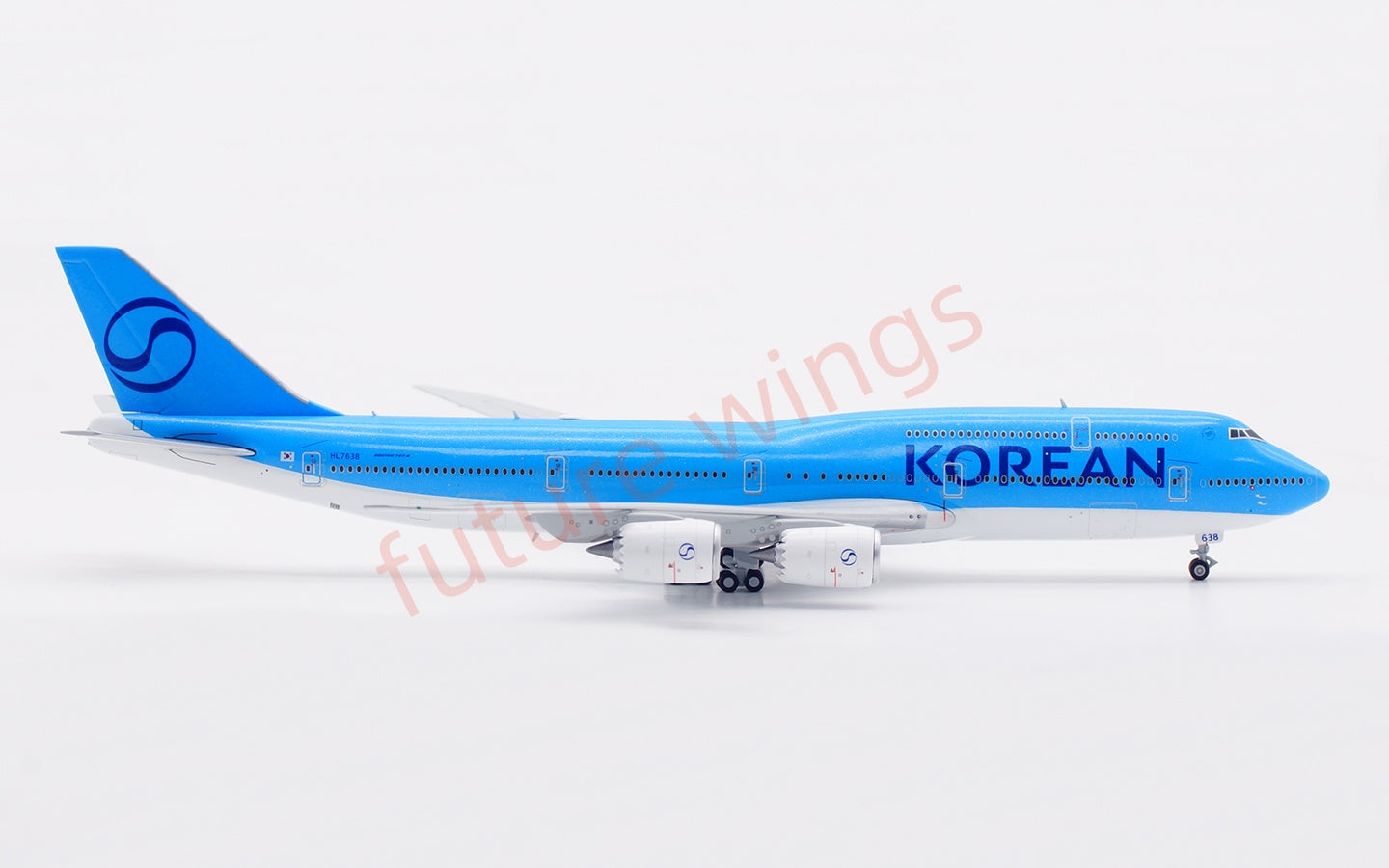 1:400 HX Models Korean Air B747-8 HL7638 Aircraft Model Free Tractor+Stand