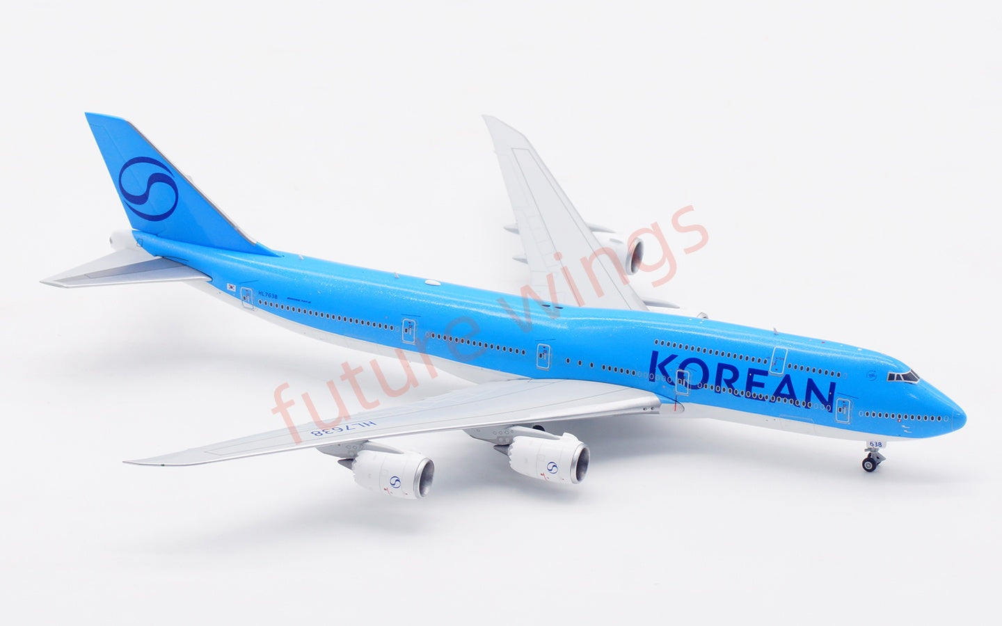 1:400 HX Models Korean Air B747-8 HL7638 Aircraft Model Free Tractor+Stand