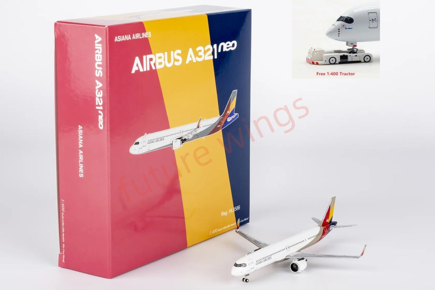 1:400 NG Models NG13129 Asiana Airlines A321neo HL8586 Aircraft Model+Free Tractor