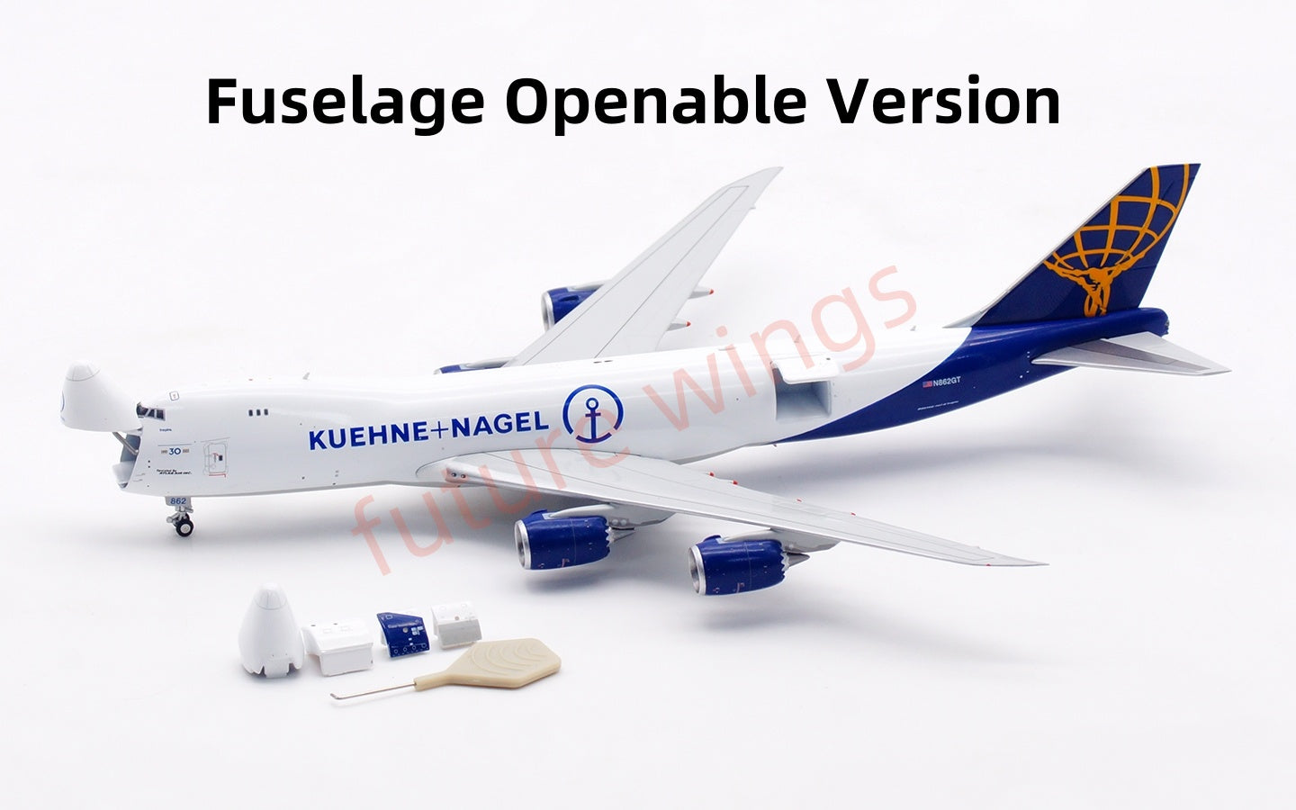 1:400 HX Models Atlas Air B747-8F N862GT Aircraft Model Free Tractor +Stand