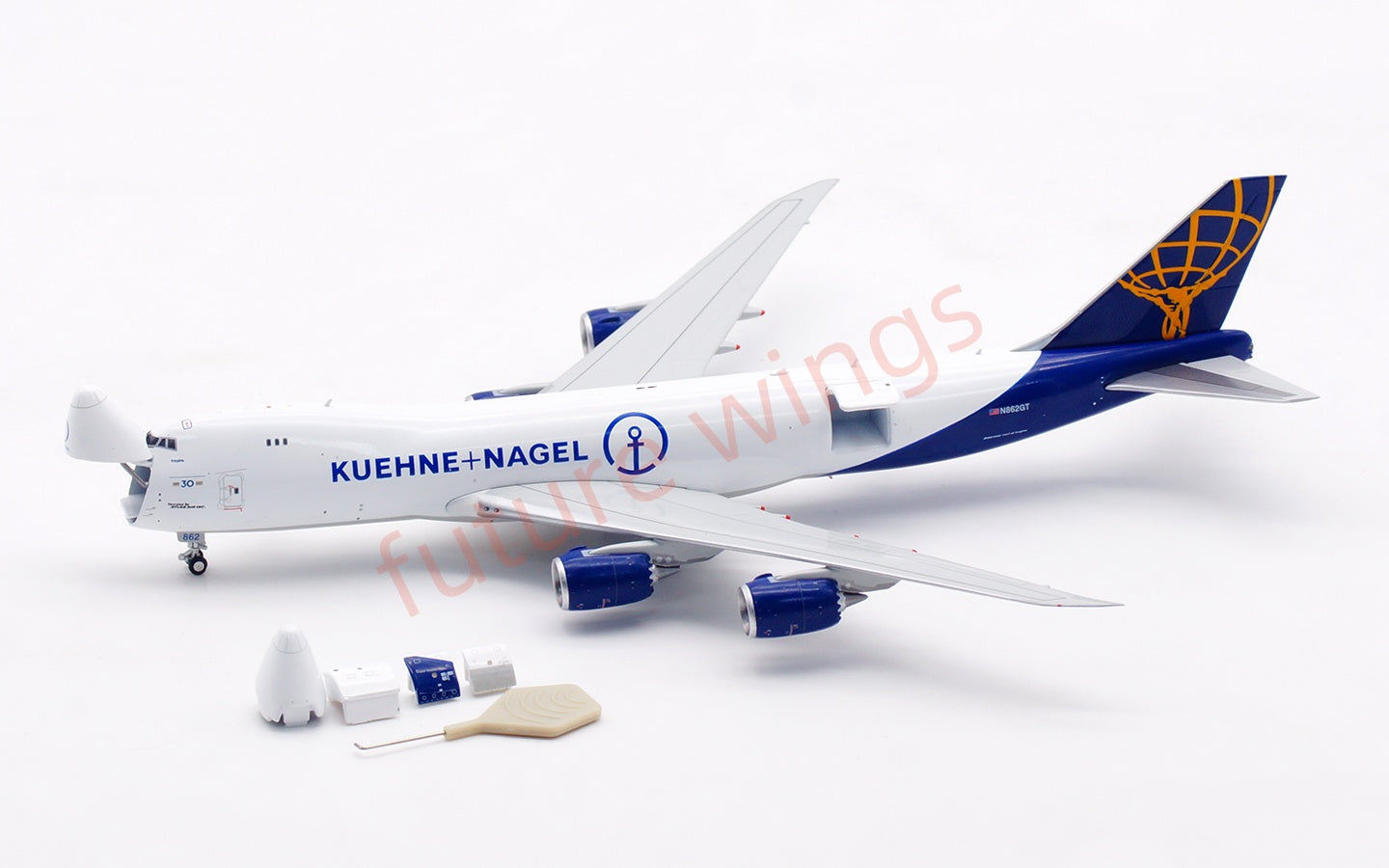 1:400 HX Models Atlas Air B747-8F N862GT Aircraft Model Free Tractor +Stand