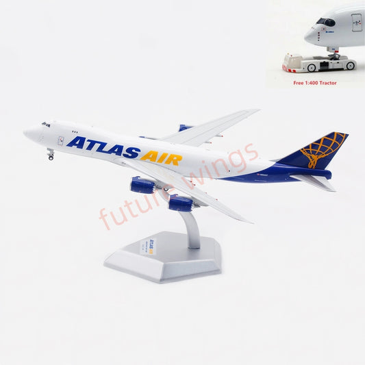 1:400 HX Models Atlas Air B747-8F N854GT Aircraft Model Free Tractor +Stand