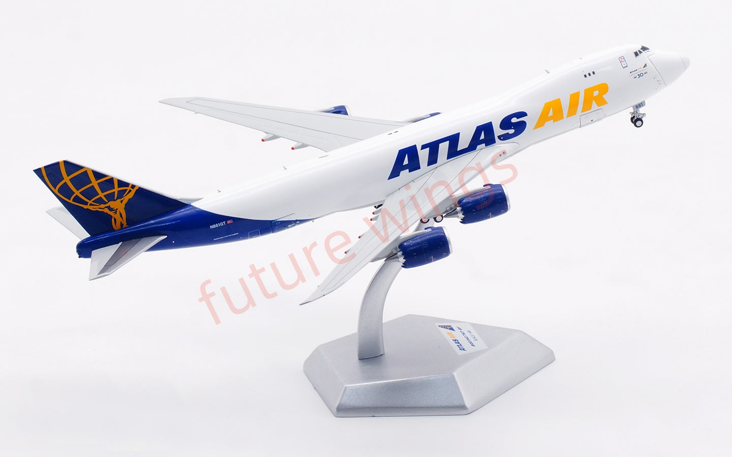 1:400 HX Models Atlas Air B747-8F N854GT Aircraft Model Free Tractor +Stand