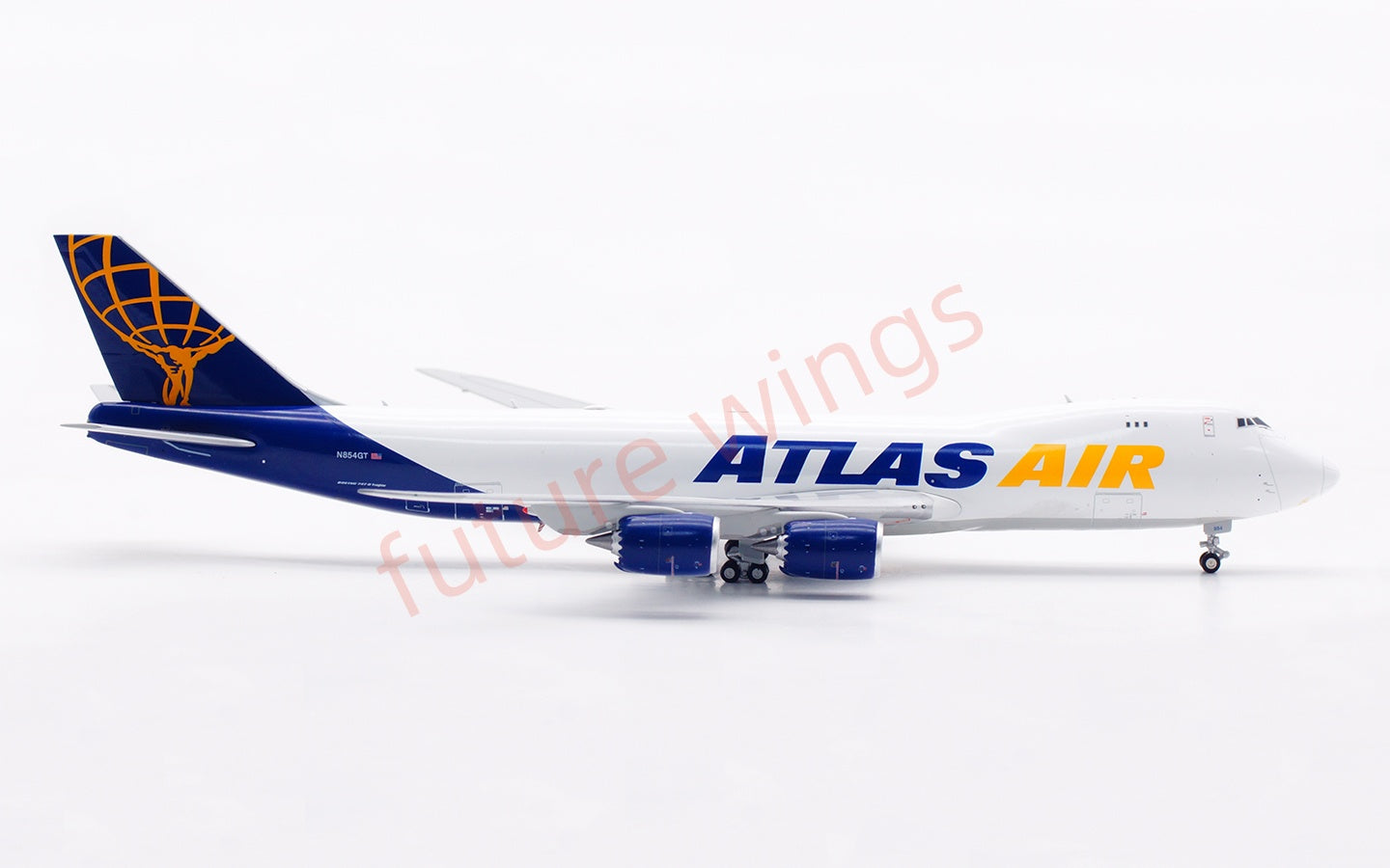 1:400 HX Models Atlas Air B747-8F N854GT Aircraft Model Free Tractor +Stand