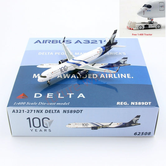 1:400 PandaModel 62508 Delta Airlines A321Neo N589DT Aircraft Model+Free Tractor