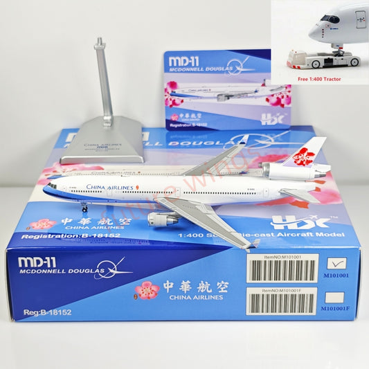 1:400 HX Models China Airlines McDonnell-Douglas MD-11 B-18152 Aircraft Model+Free Tractor