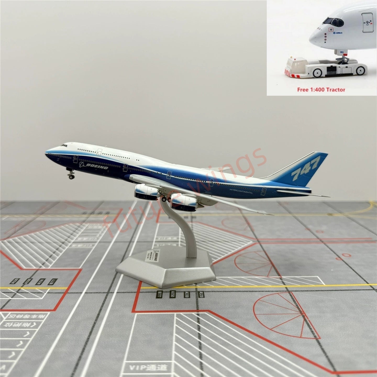 1:400 HX Models Boeing House Color B747-8 Aircraft Model With Stand+Free Tractor