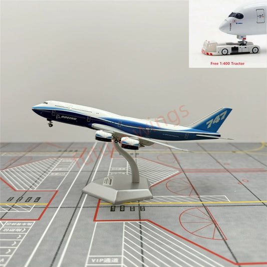 1:400 HX Models Boeing House Color B747-8 Aircraft Model With Stand+Free Tractor