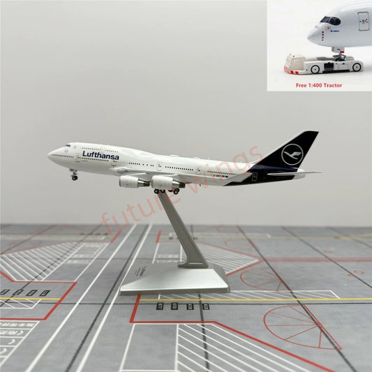 1:400 YY Wings Lufthansa Airlines B747-400 D-ABVY D-ABTA Aircraft Model+Free Tractor