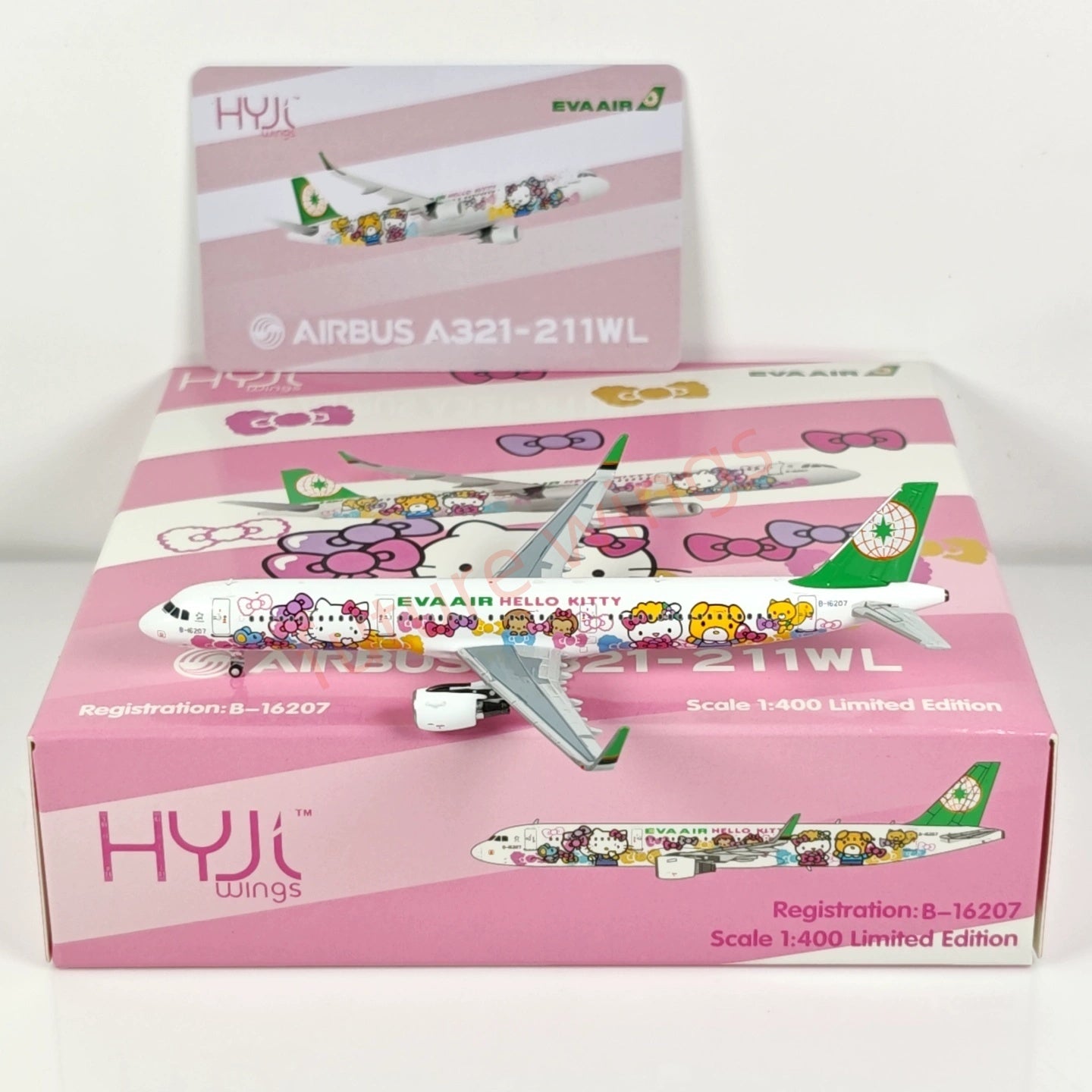 1:400 HYJL Wings EVA Air A321 B-16207 "Hello Kitty" Aircraft Model+Free Tractor