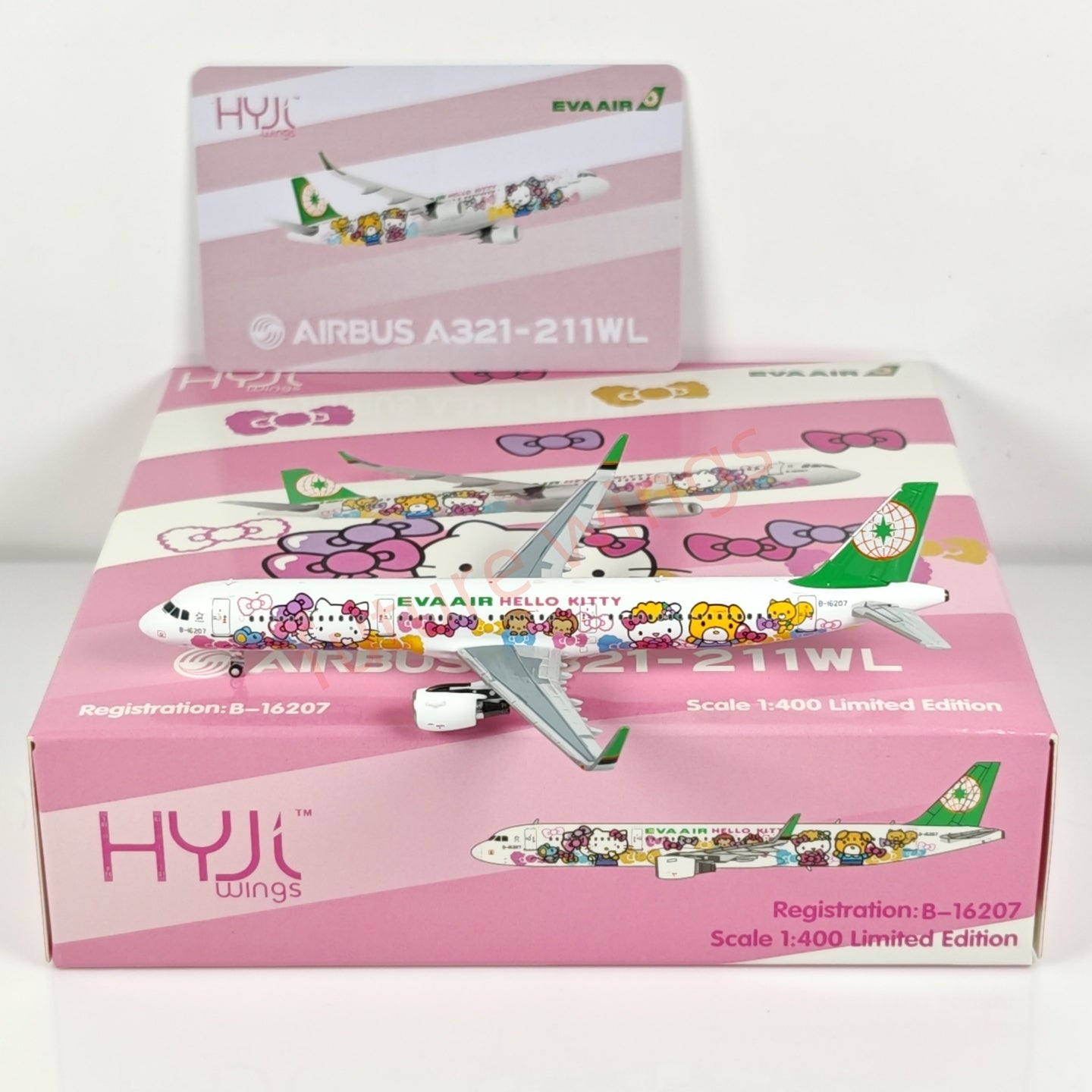 1:400 HYJL Wings EVA Air A321 B-16207 "Hello Kitty" Aircraft Model+Free Tractor