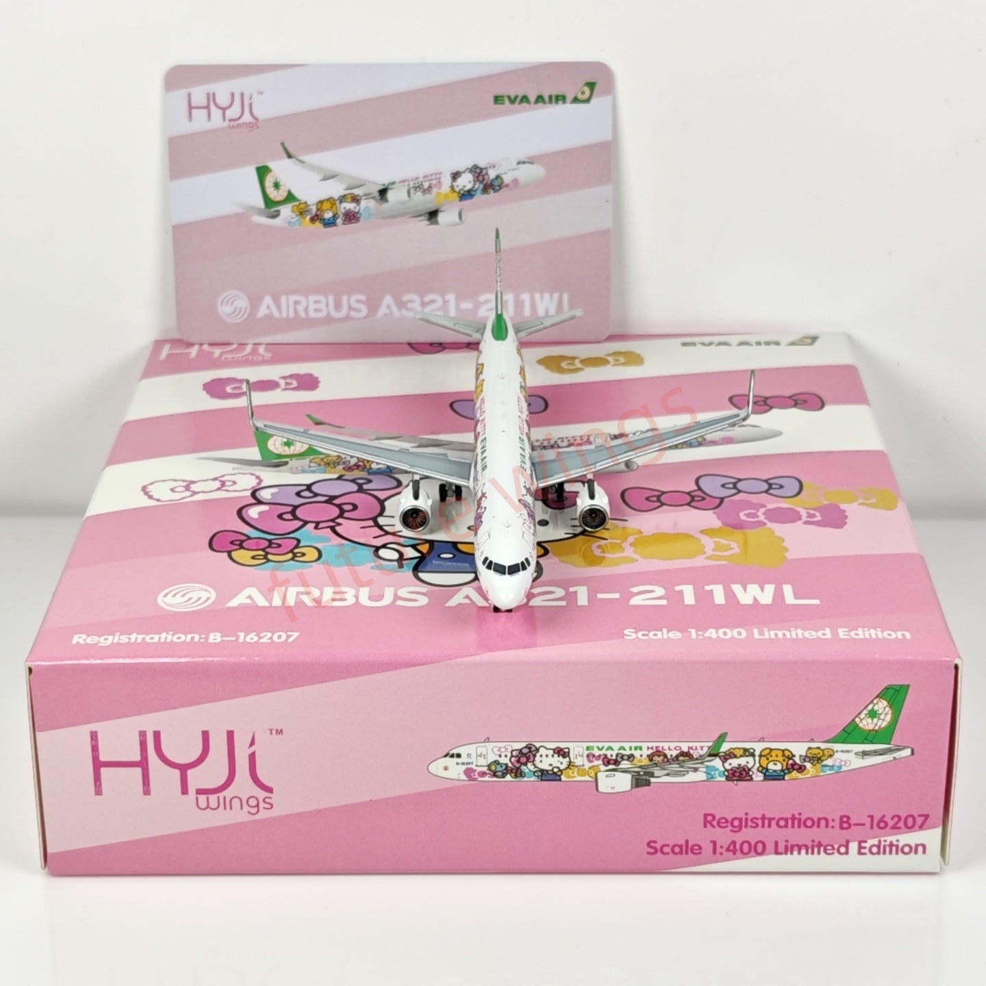 1:400 HYJL Wings EVA Air A321 B-16207 "Hello Kitty" Aircraft Model+Free Tractor