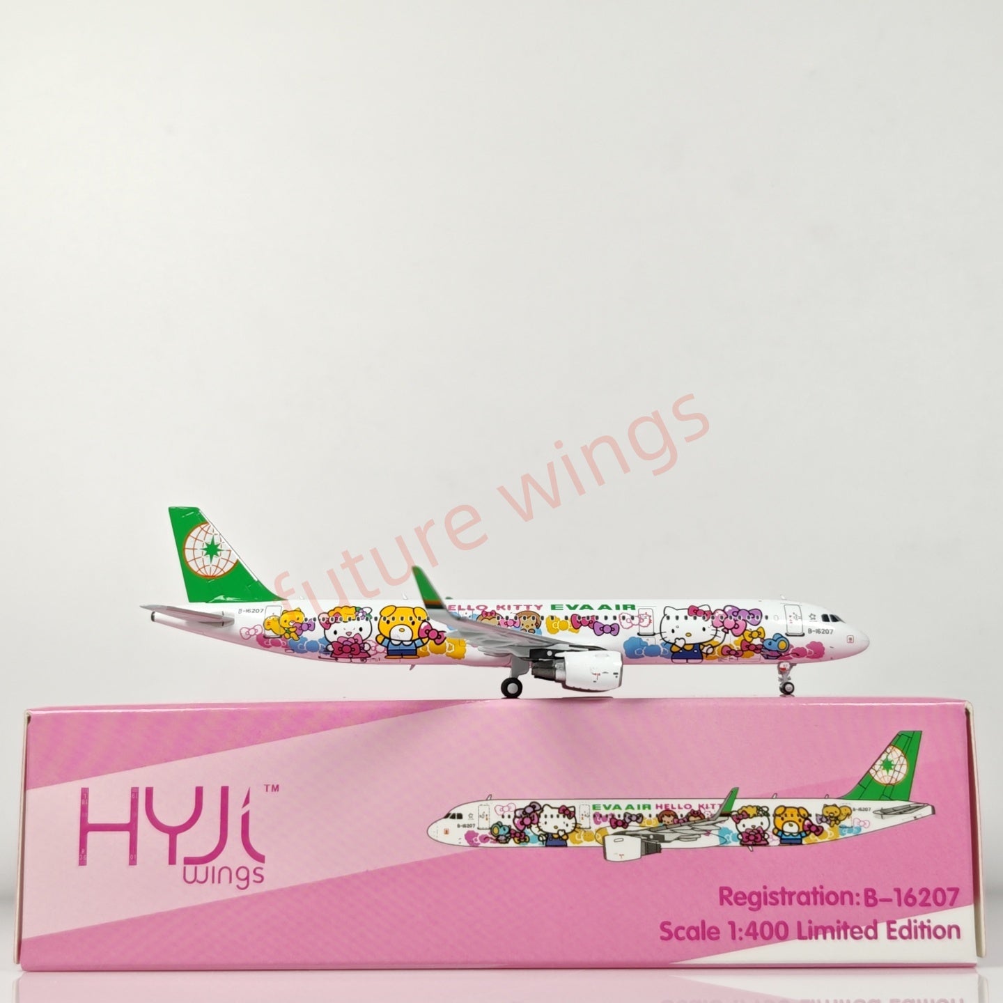 1:400 HYJL Wings EVA Air A321 B-16207 "Hello Kitty" Aircraft Model+Free Tractor