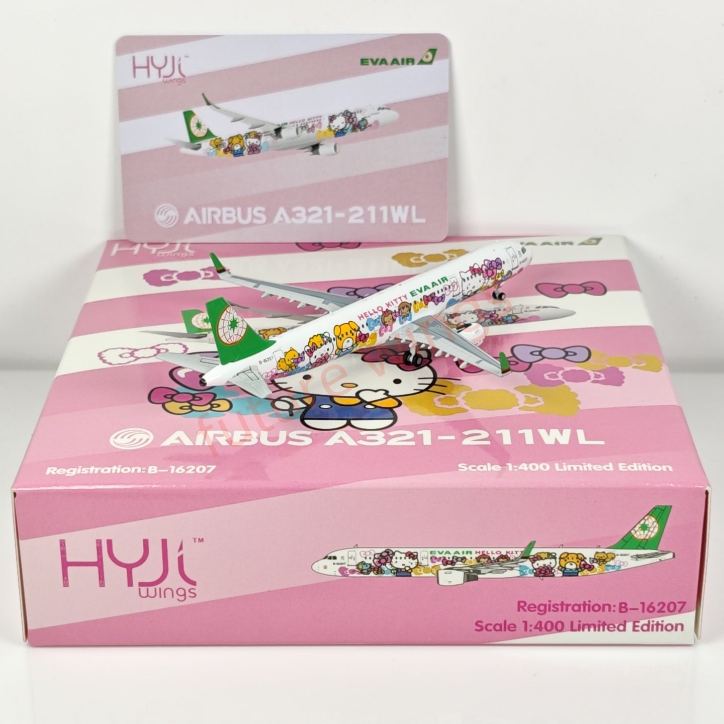 1:400 HYJL Wings EVA Air A321 B-16207 "Hello Kitty" Aircraft Model+Free Tractor