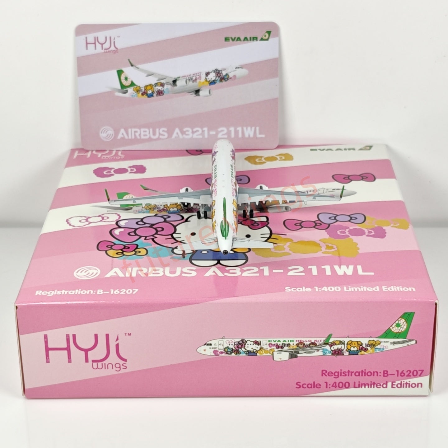 1:400 HYJL Wings EVA Air A321 B-16207 "Hello Kitty" Aircraft Model+Free Tractor