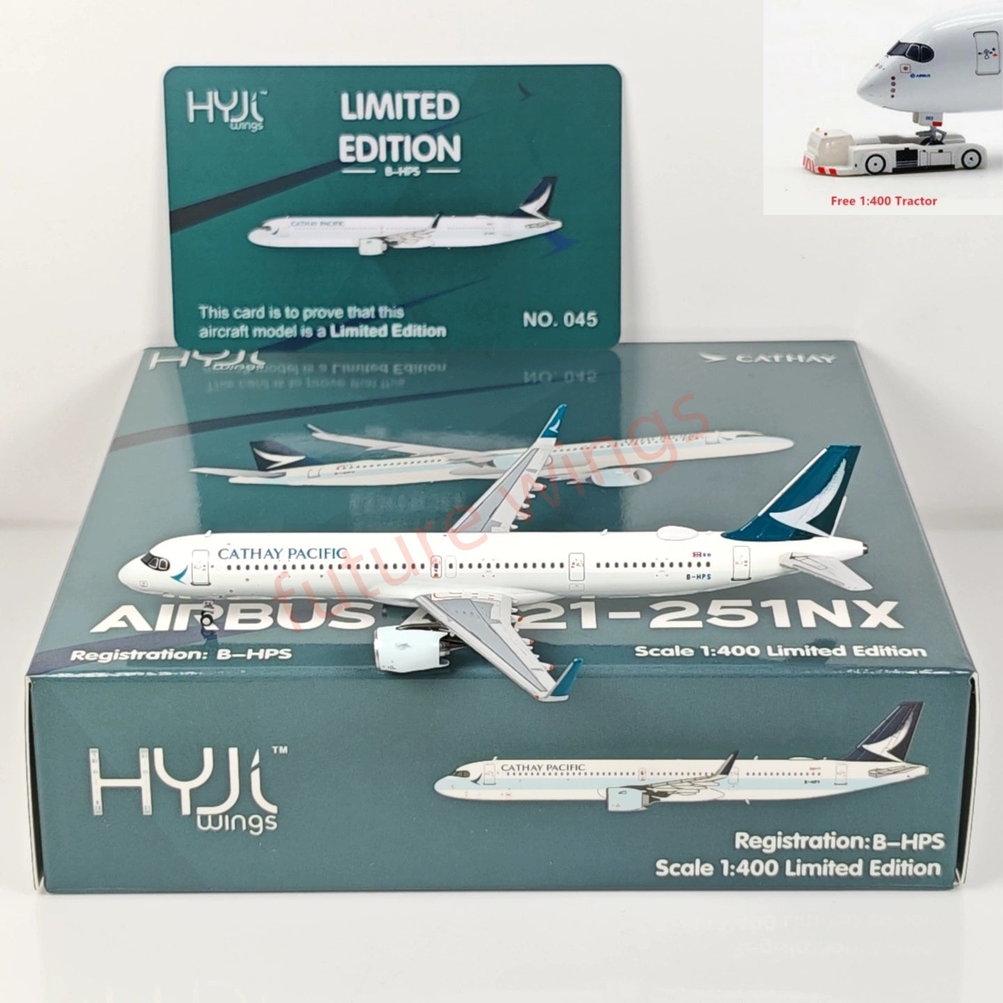 1:400 HYJL Wings Cathay Pacific Airbus A321neo B-HPS Aircraft Model+Free Tractor