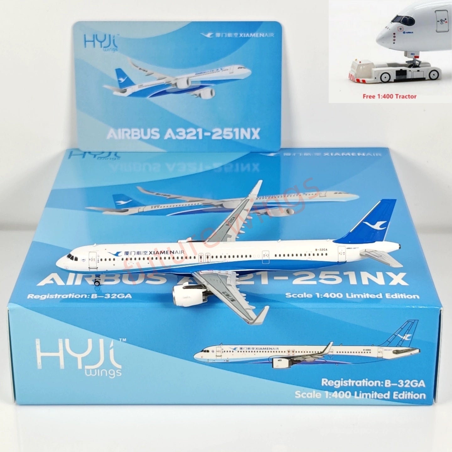 1:400 HYJL Wings Xiamen Airlines A321 B-32GA Aircraft Model+Free Tractor