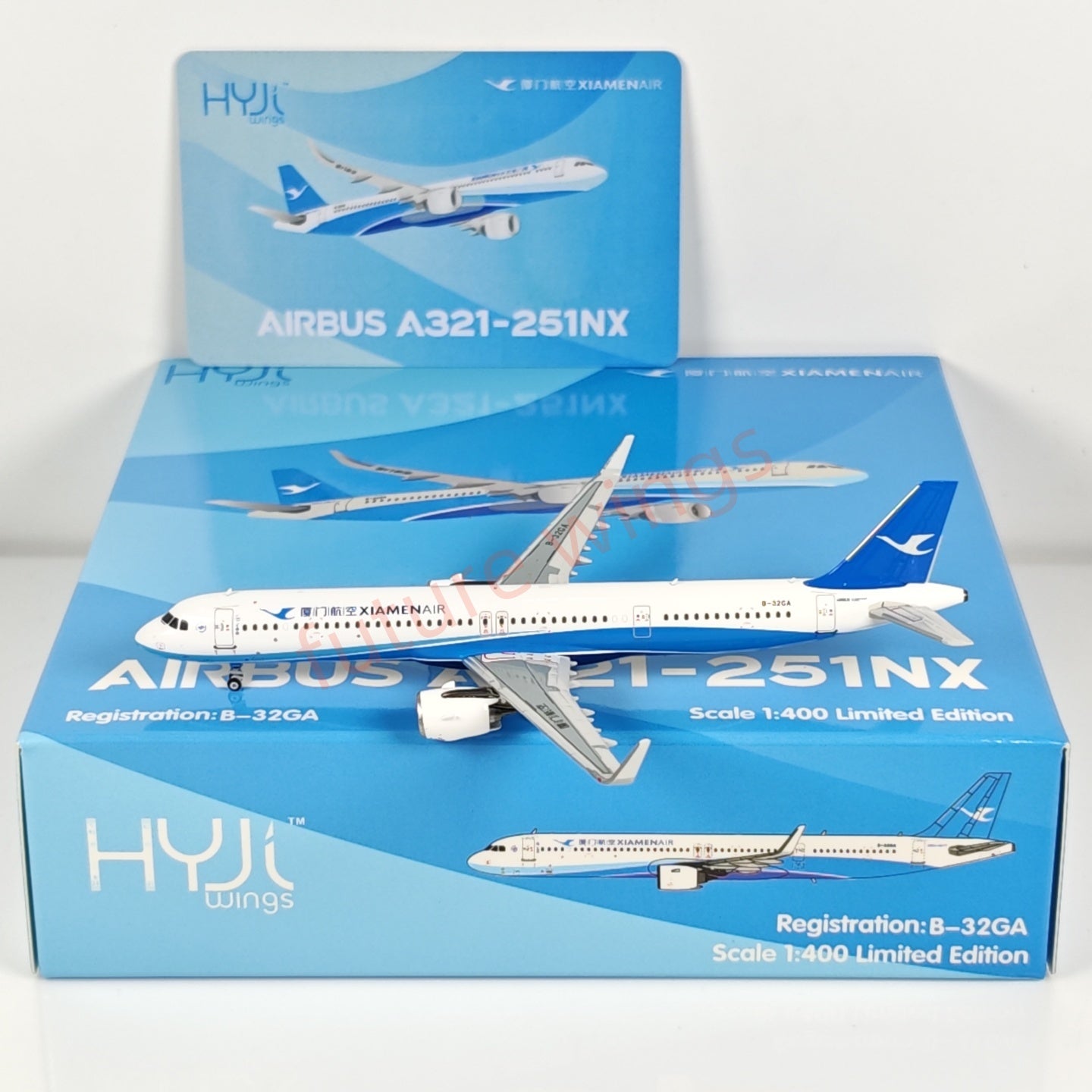1:400 HYJL Wings Xiamen Airlines A321 B-32GA Aircraft Model+Free Tractor