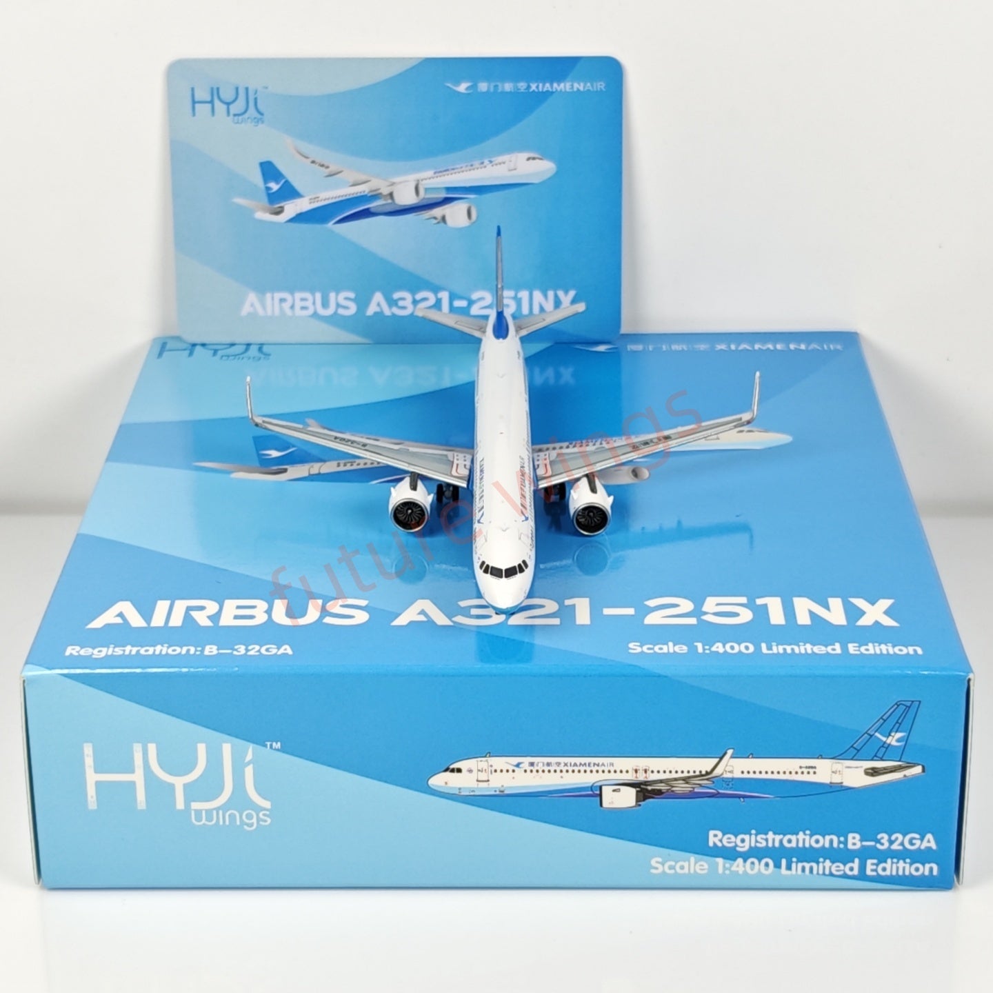 1:400 HYJL Wings Xiamen Airlines A321 B-32GA Aircraft Model+Free Tractor