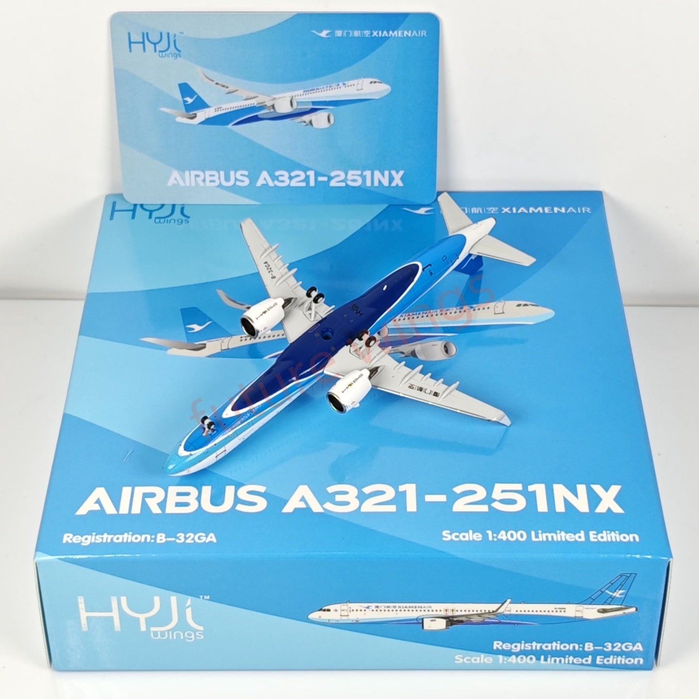 1:400 HYJL Wings Xiamen Airlines A321 B-32GA Aircraft Model+Free Tractor