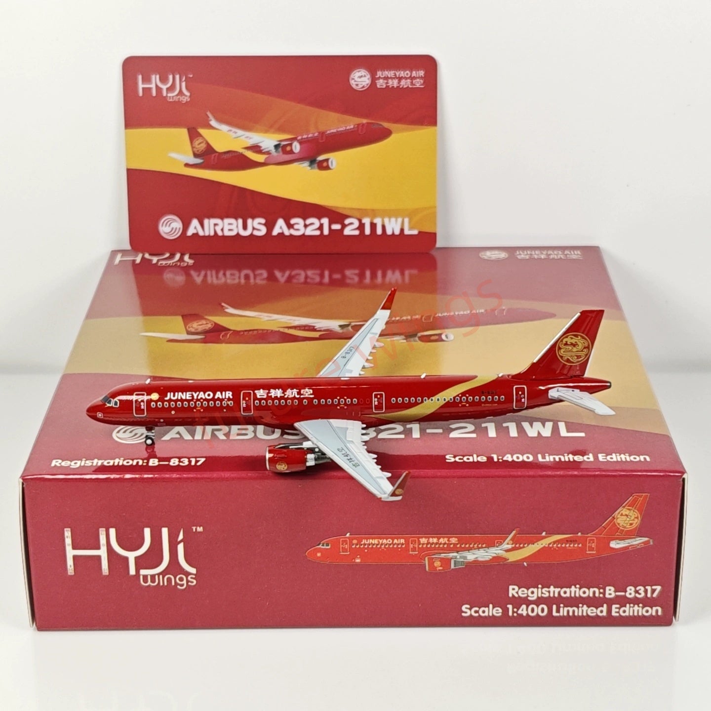 1:400 HYJL Wings JuneYao Air A321 B-8317 Aircraft Model+Free Tractor