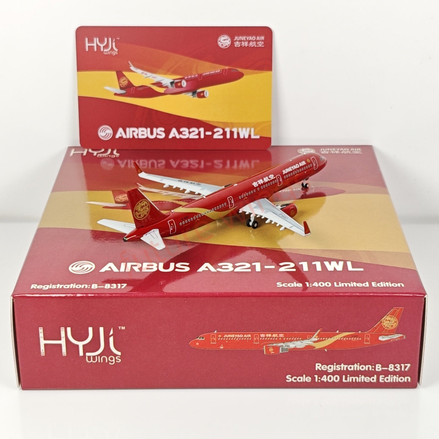 1:400 HYJL Wings JuneYao Air A321 B-8317 Aircraft Model+Free Tractor