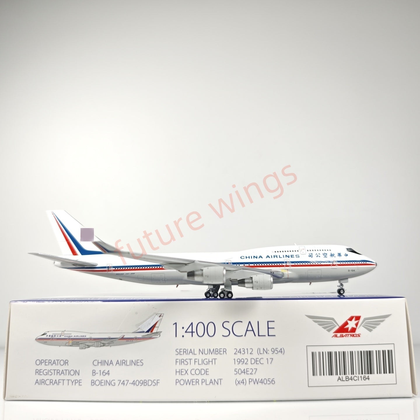 1:400 ALB ALB4CI164 China Airlines B747-409BDSF B-164 Aircraft Model+Free Tractor
