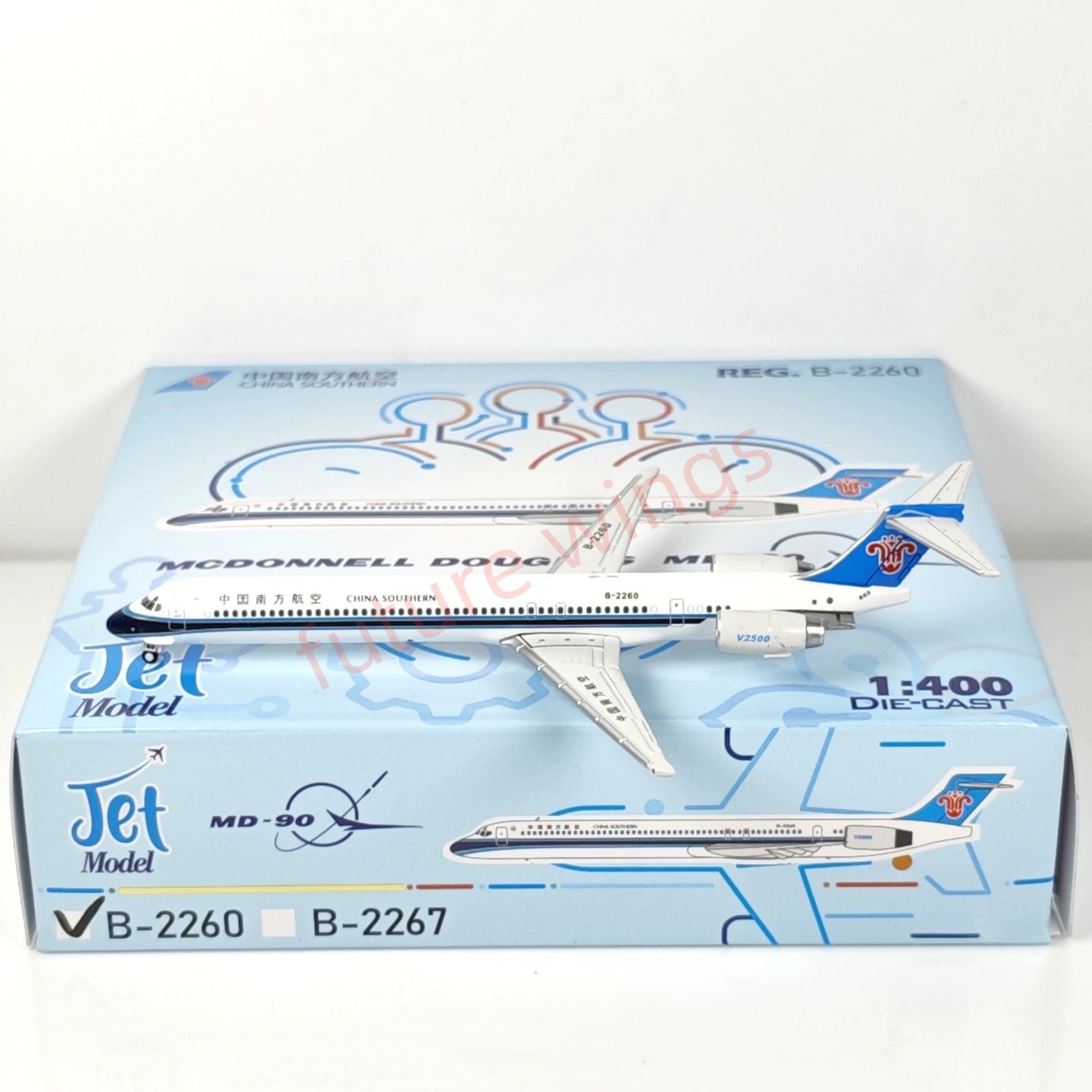 1:400 Jet Model China Southern Airlines MD-90 B-2260 B-2267 Aircraft Model+Free Tractor