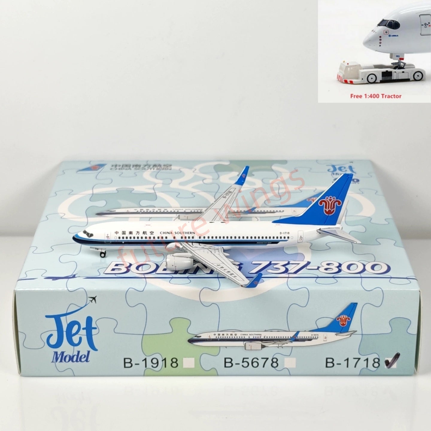 1:400 Jet Model China Southern Airlines B737-800 B-1718 B-1918 B-5678 Aircraft Model+Free Tractor