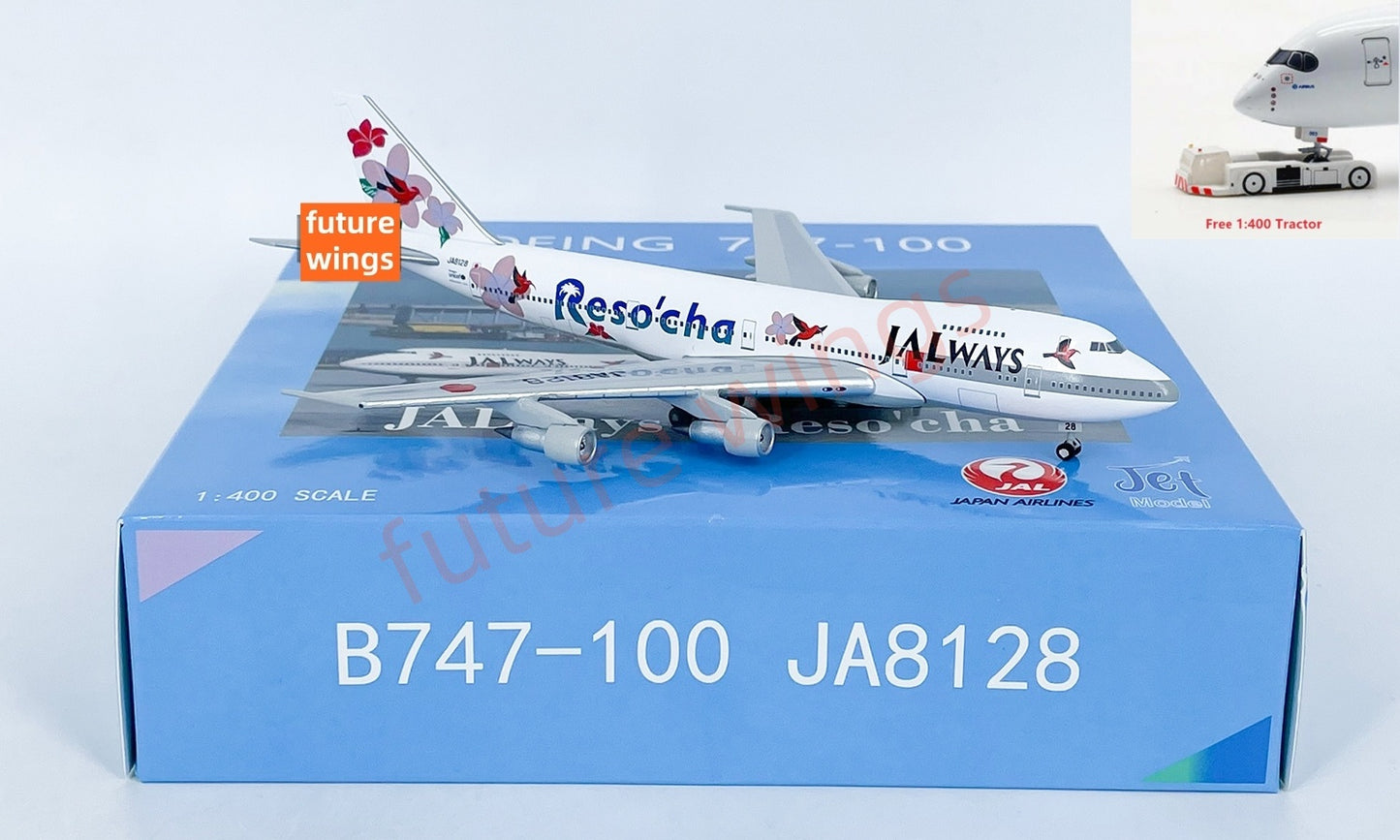 1:400 Jet Model Japan Airlines JAL B747-100 JA8128 Aircraft Model+Free Tractor