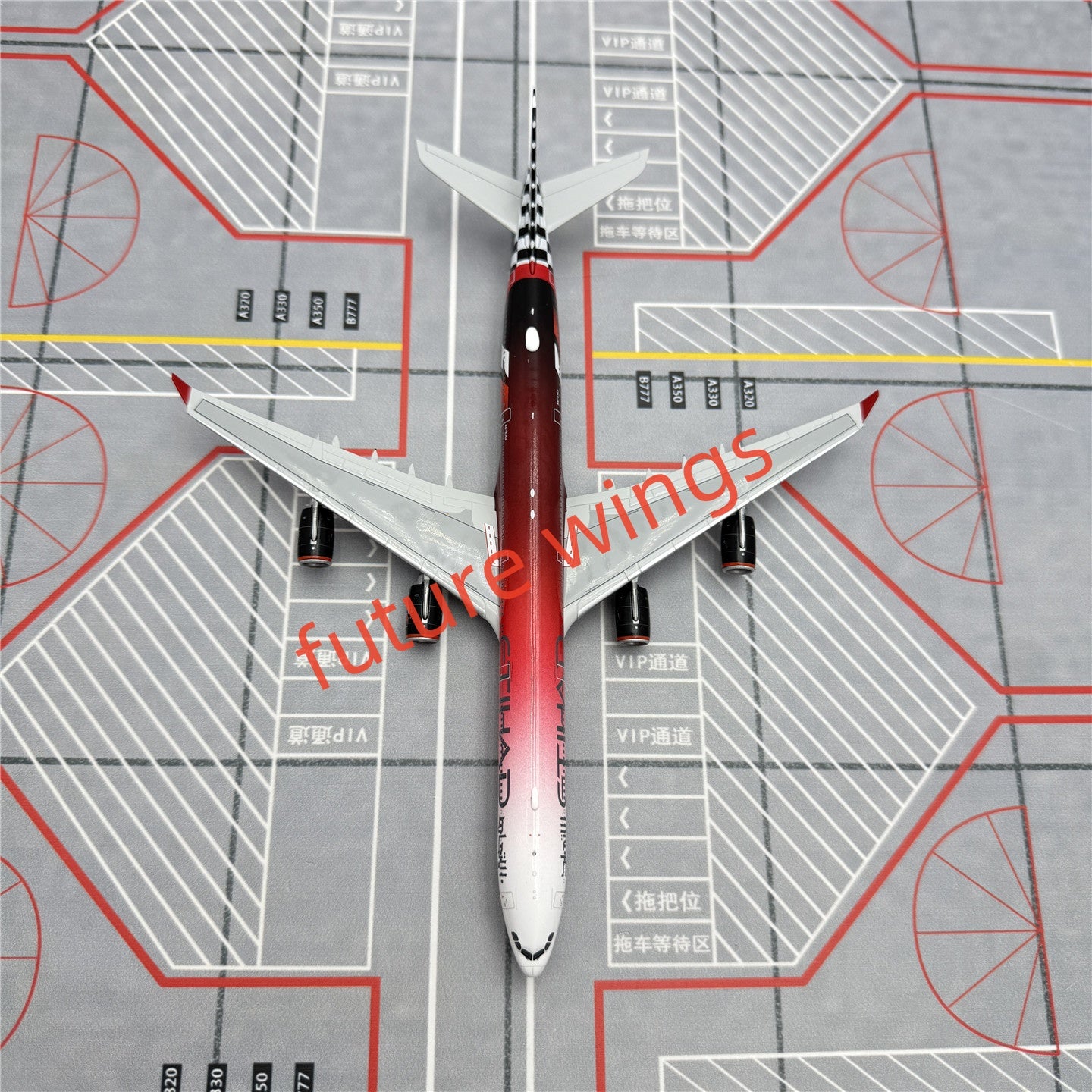 1:400 YY Wings Etihad Airways A340-600 A6-EHJ Aircraft Model+Free Tractor