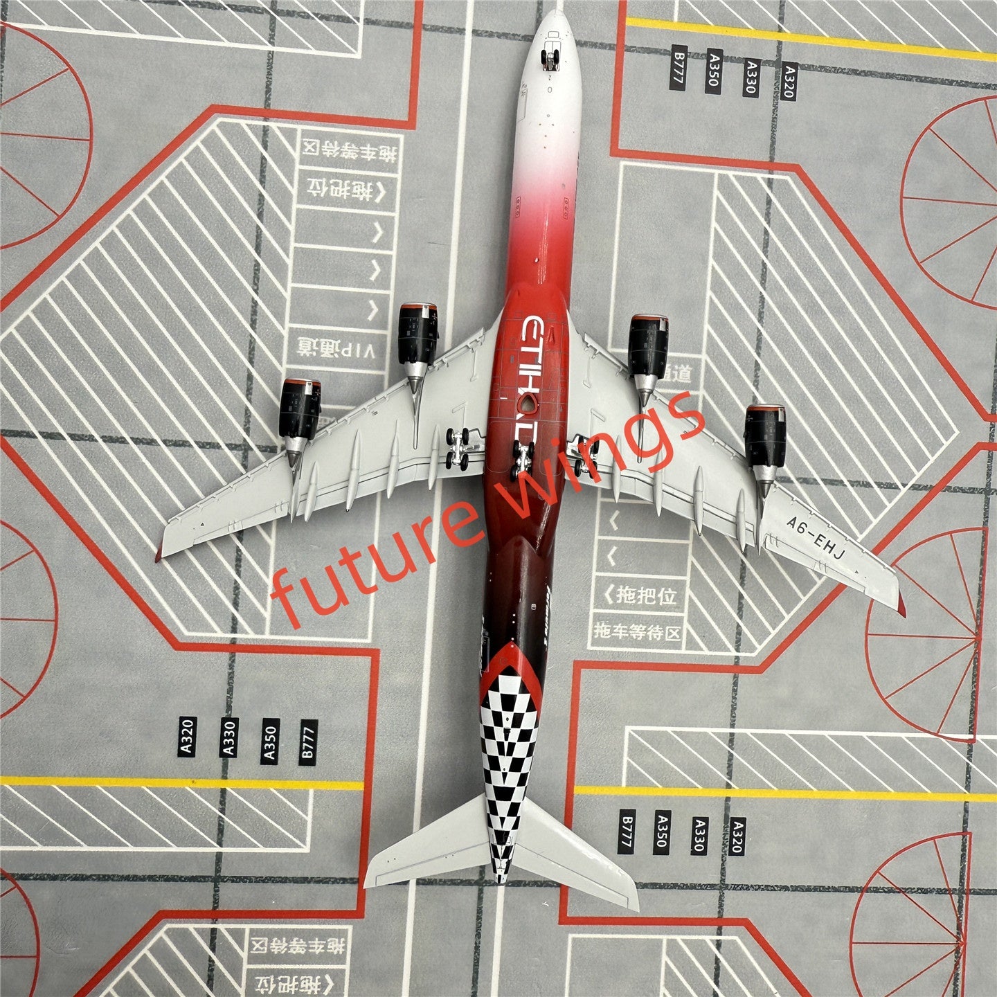 1:400 YY Wings Etihad Airways A340-600 A6-EHJ Aircraft Model+Free Tractor