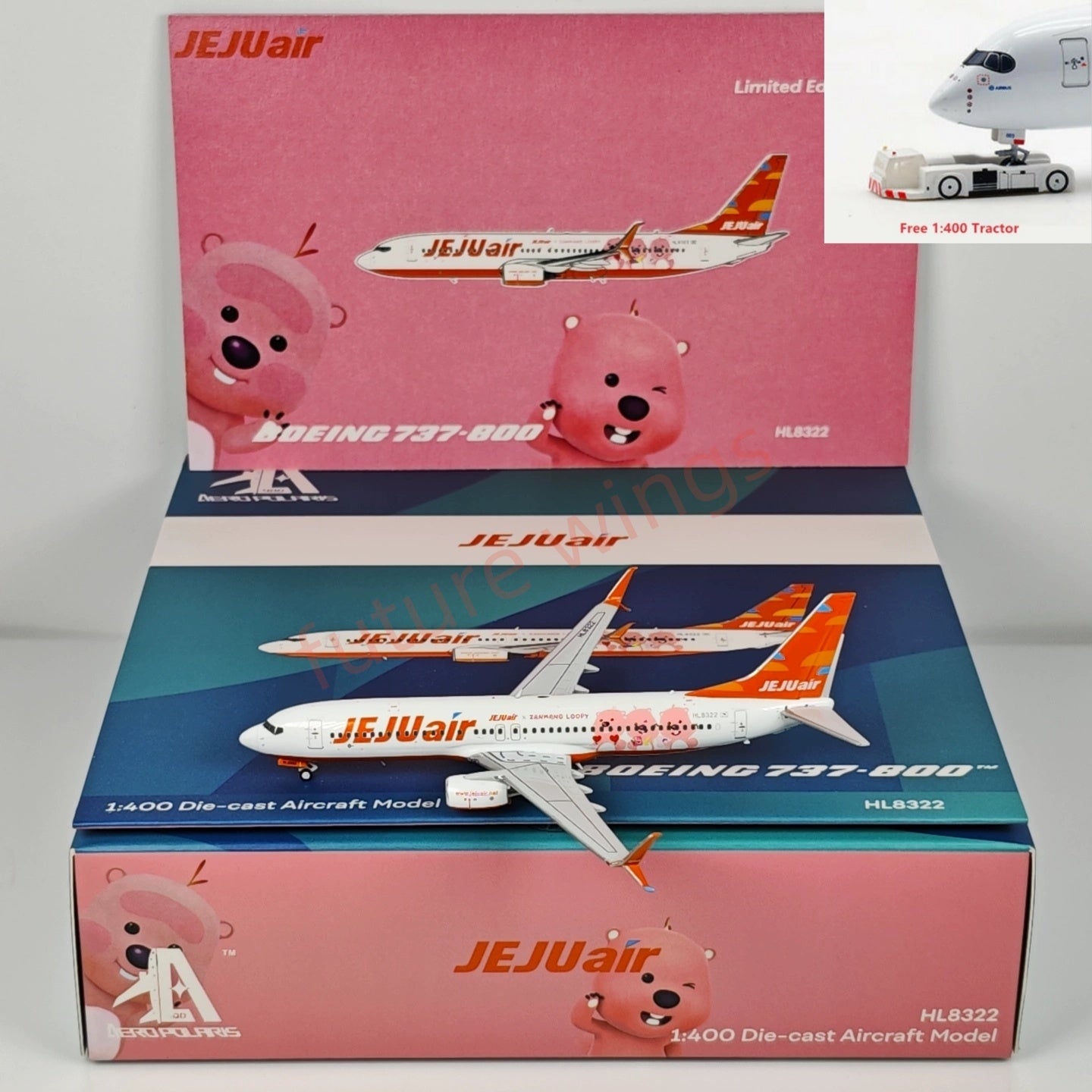 1:400 AeroPolaris JEJU Air B737-800 HL8322 Aircraft Model+Free Tractor