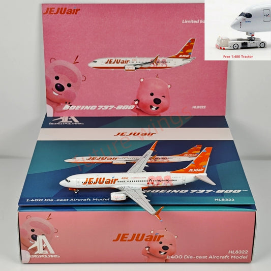 1:400 AeroPolaris JEJU Air B737-800 HL8322 Aircraft Model+Free Tractor
