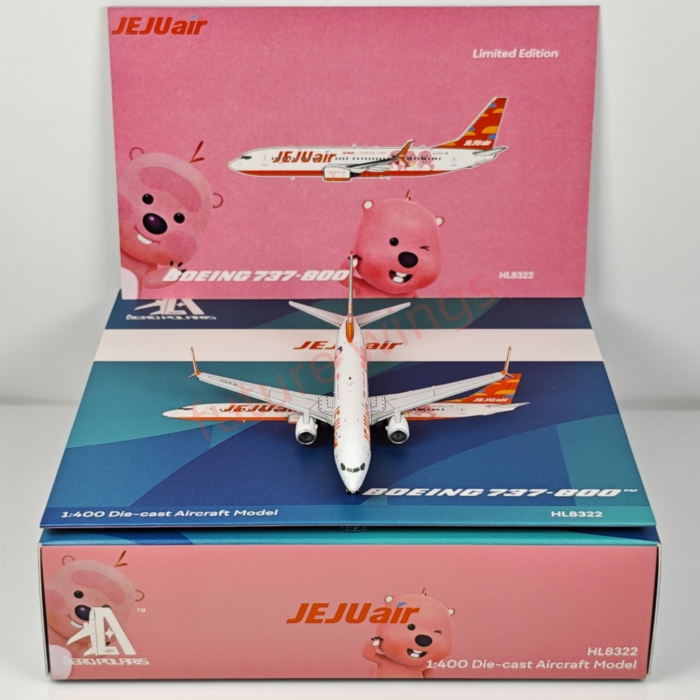 1:400 AeroPolaris JEJU Air B737-800 HL8322 Aircraft Model+Free Tractor