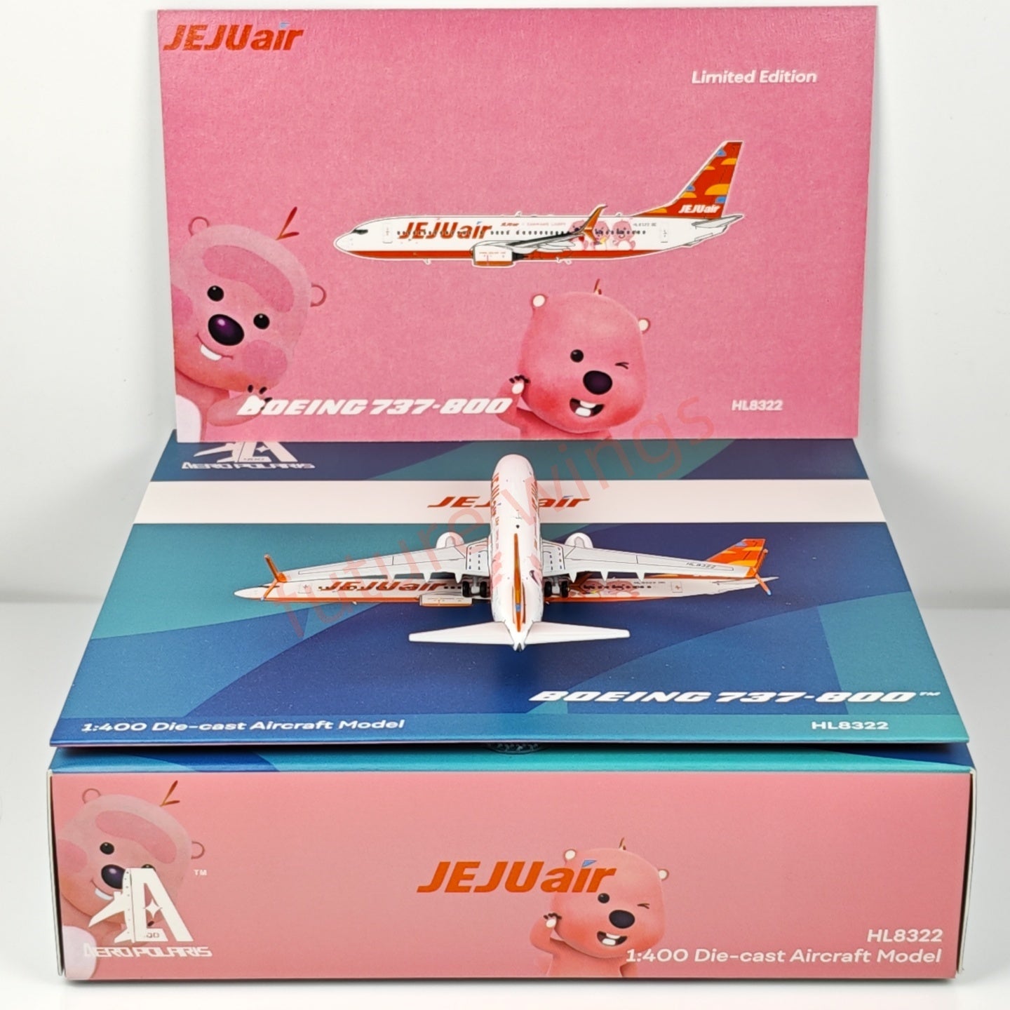 1:400 AeroPolaris JEJU Air B737-800 HL8322 Aircraft Model+Free Tractor